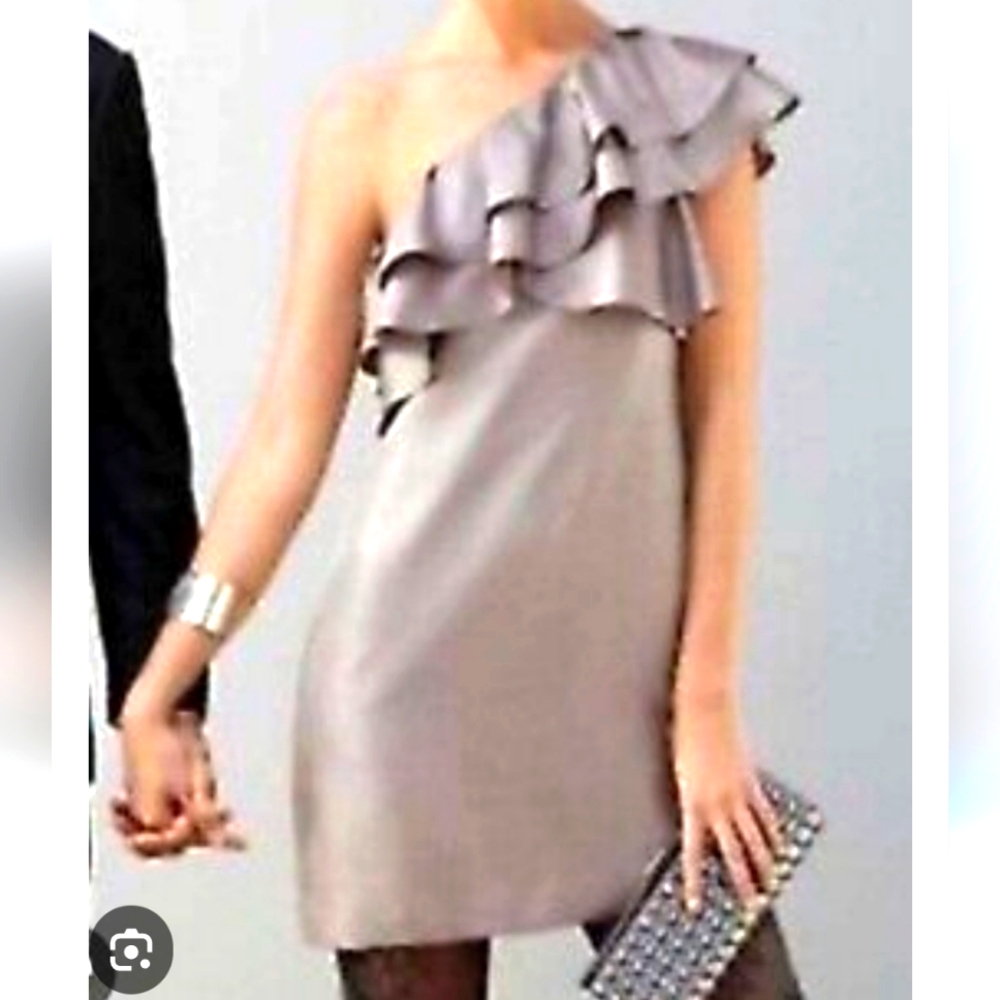Banana Republic Brown Ruffled Asymmetrical Sheath Dress